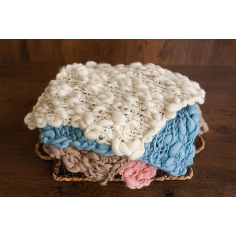 Photography Newborn - Kalın Örgü Merinos Bebek Battaniyesi -