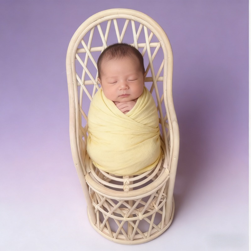 Photography Gear - El yapımı Vintage Rattan Sandalye Yenidoğan