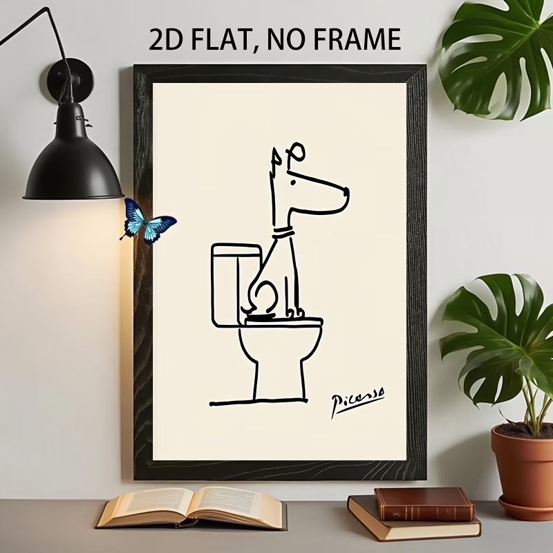 Photography Gallery - Modern, Retro Eğlenceli Köpek Tuvalet Picasso